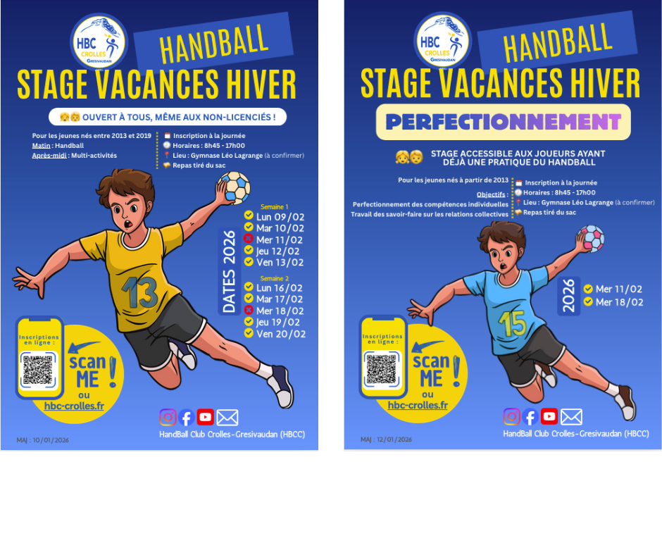 Stages Hiver (vacances Février) : Inscriptions ouvertes !